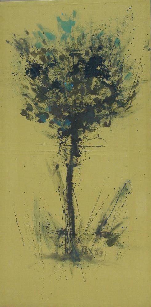 Fleur kaki-turquoise